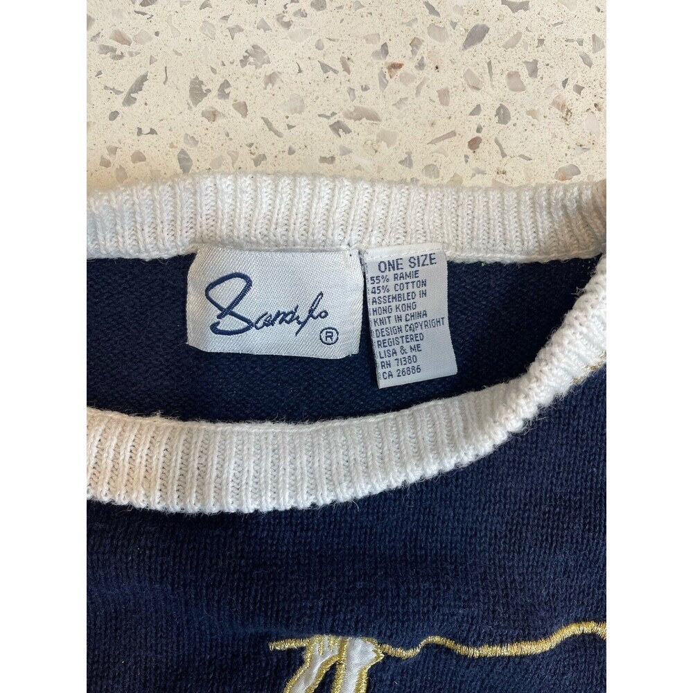 Vtg Par Four Golf Sweater Golfer Embroidered Navy Old Money Ugly Sweater Navy OS - Picture 7 of 14